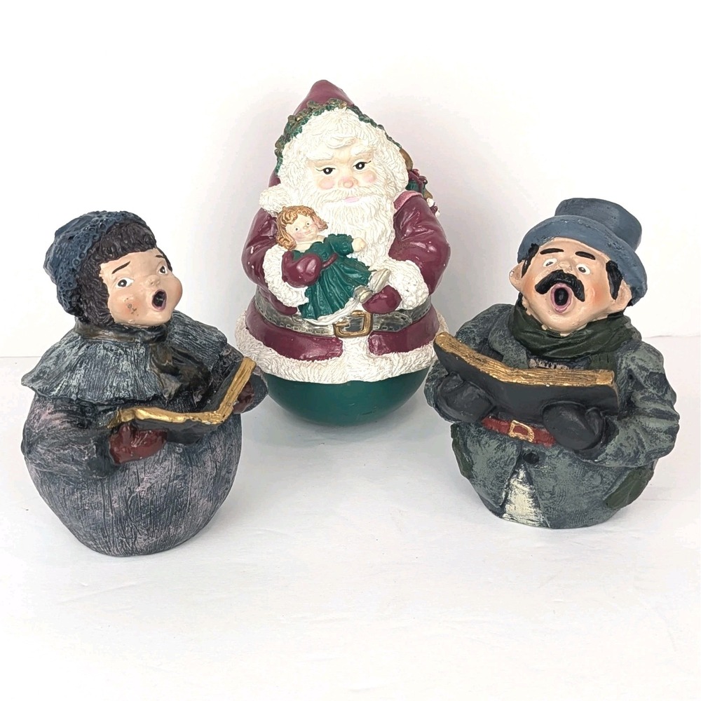 Vintage Christmas Decor Carolton Roly Poly Santa & Winsor Hand Painted‎ Carolers